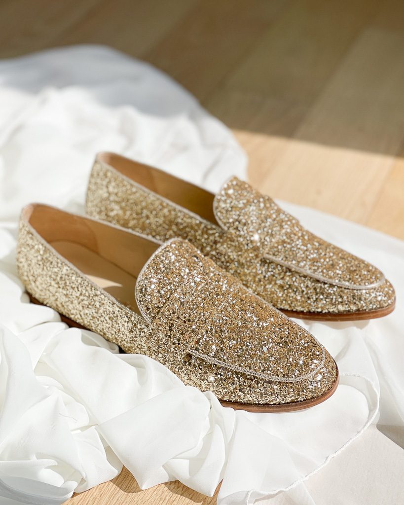 Dessine Moi Un Soulier mocassin glitter champagne plat