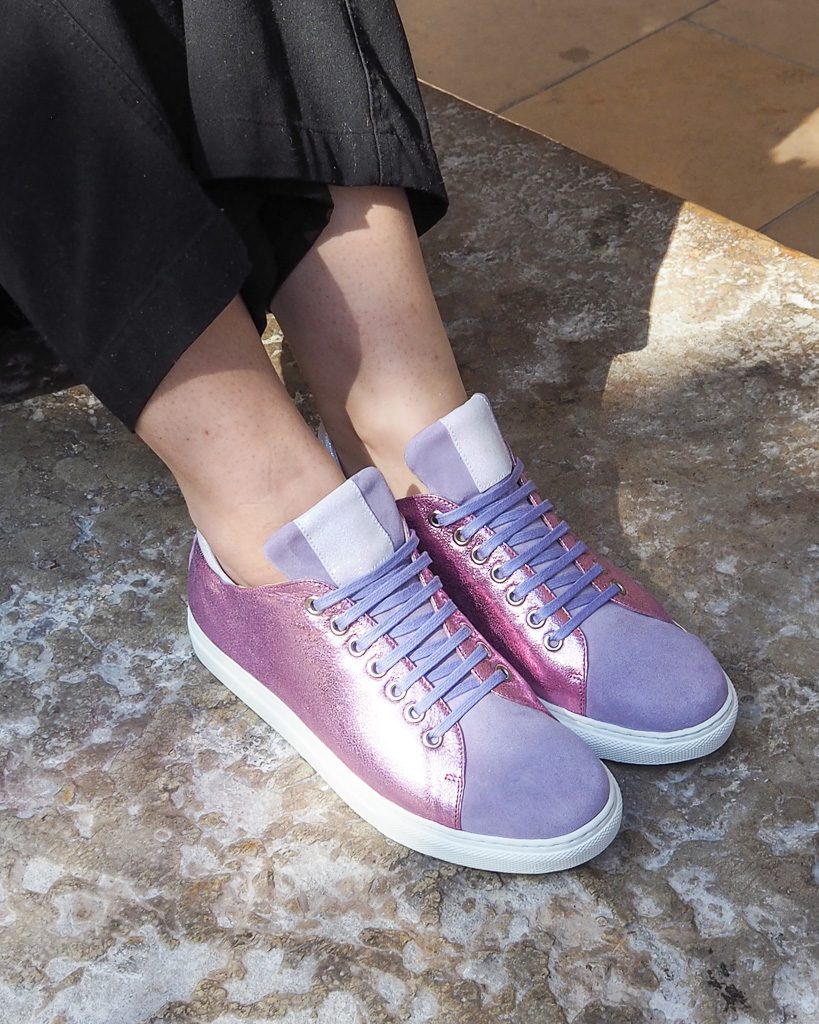 Dessine Moi Un Soulier basket à lacets velours mauve lilas