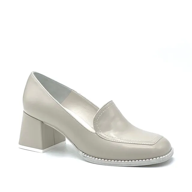ELATA 12166 mocassins cuir taupe clair talon 5,5 cm