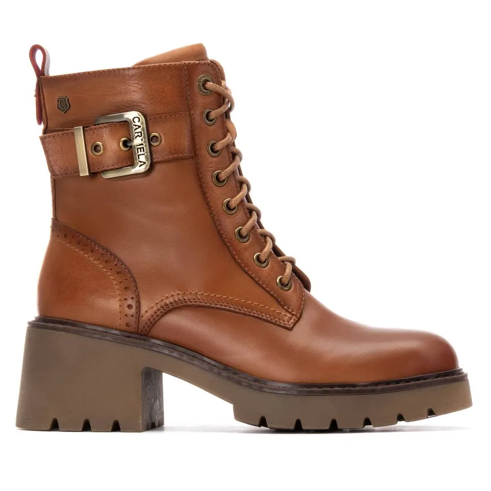 Carmela 16256801 bottines cuir camel talon moyen femme
