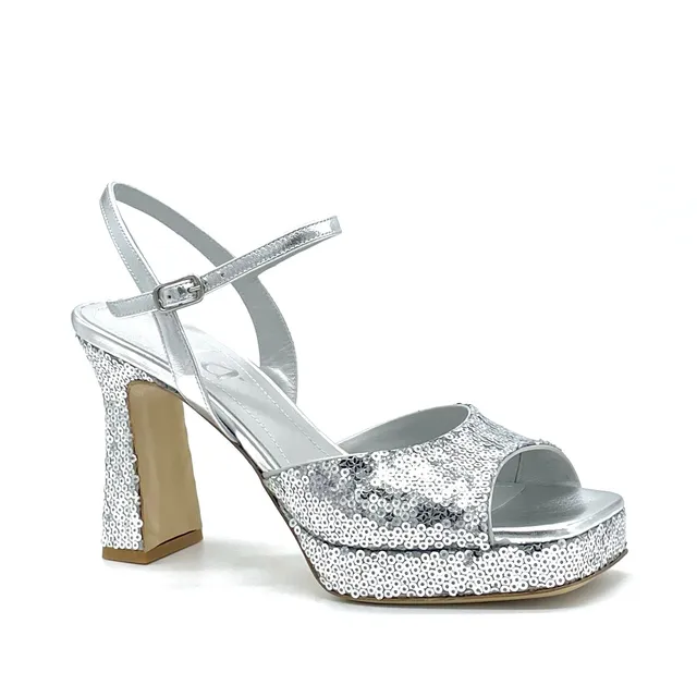 Elata 14120 sandales paillettes argent plateau 2 cm