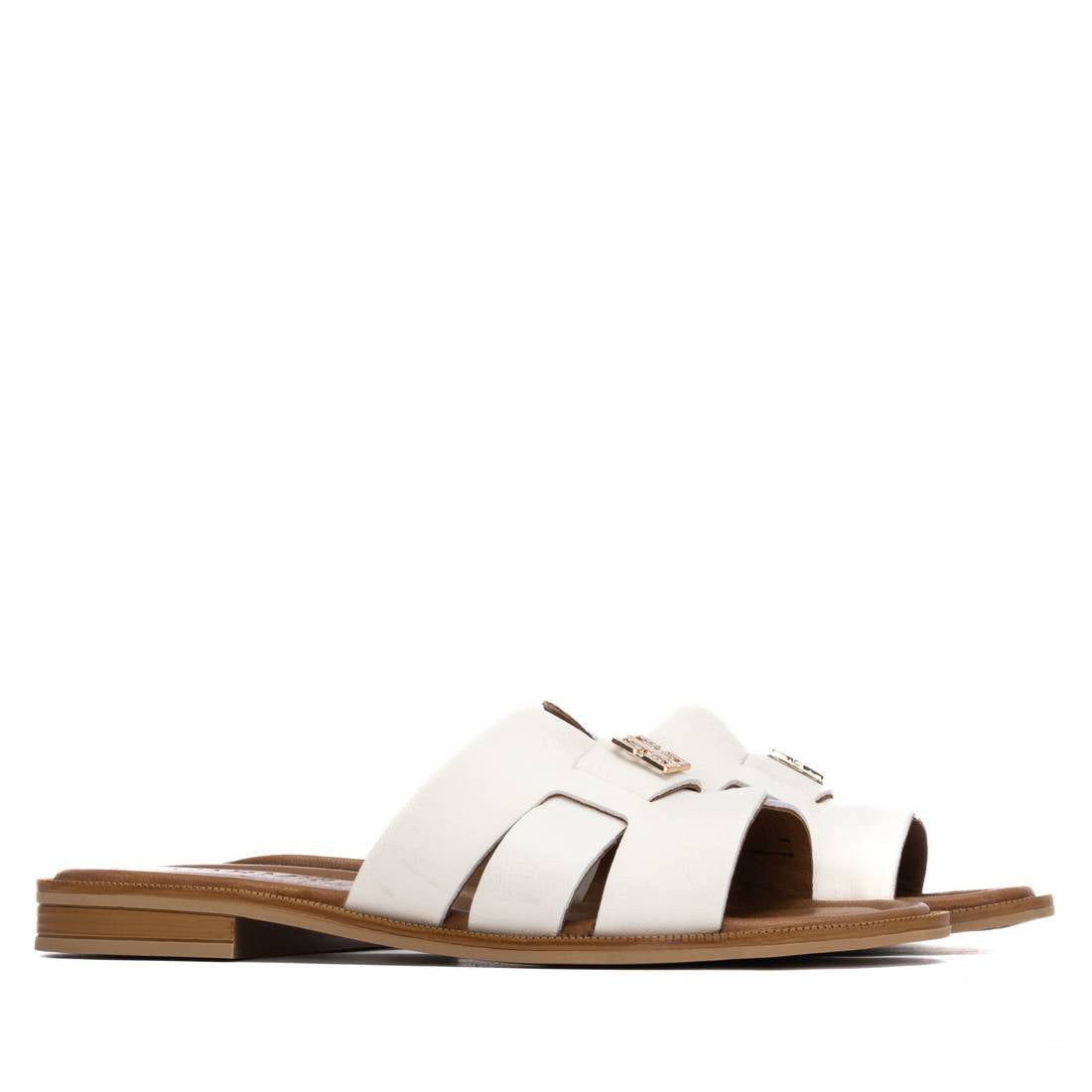 Carmela 16305903 sandale plate blanche cuir