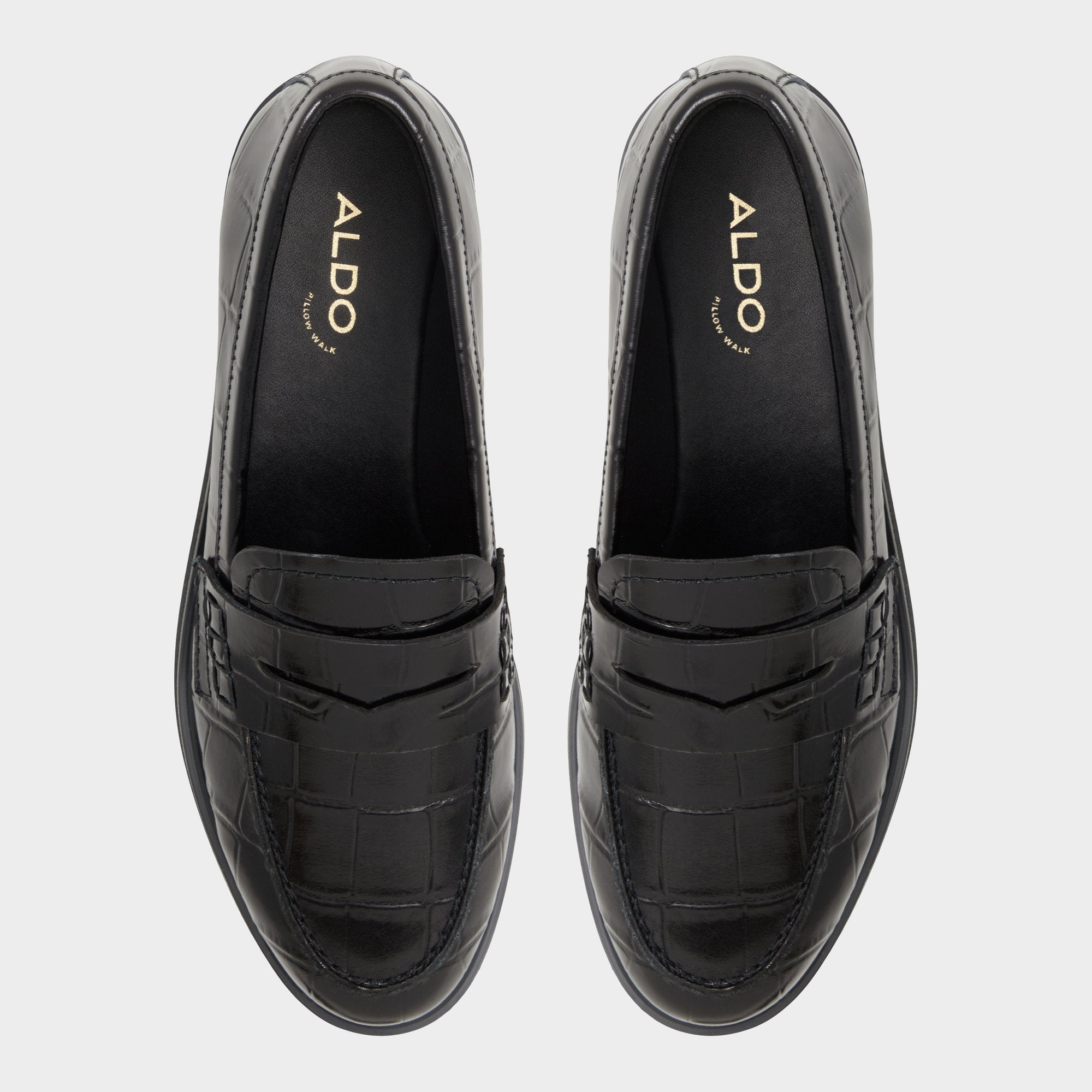 ALDO Lededanten mocassins talon bloc croco