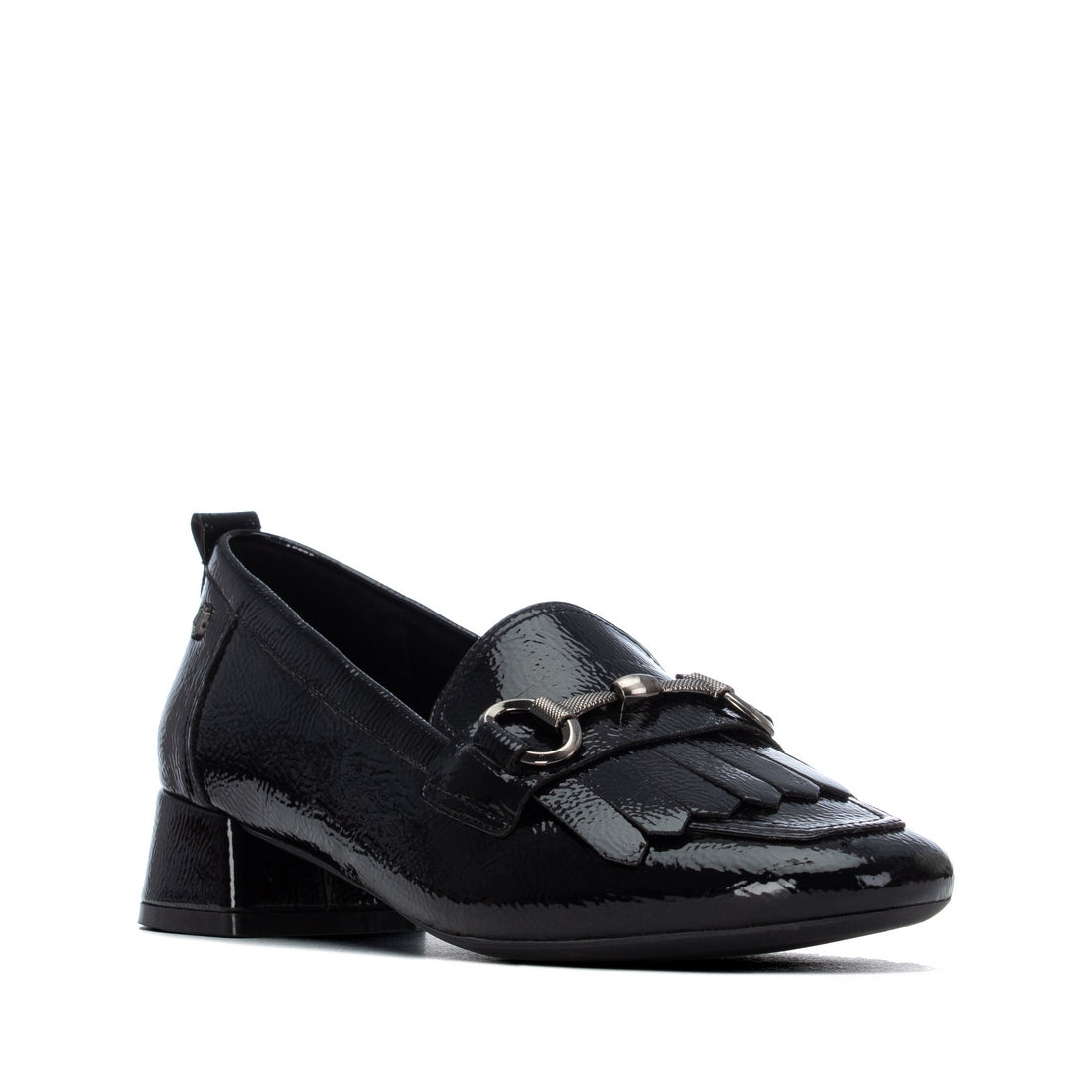 Carmela 16436201 mocassin femme noir verni talon bas