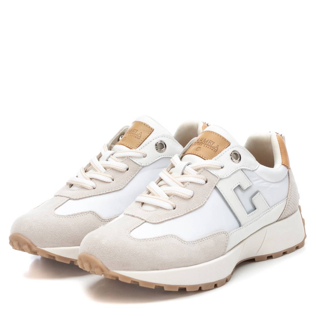 Carmela 16066402 basket cuir blanc lacets pastel
