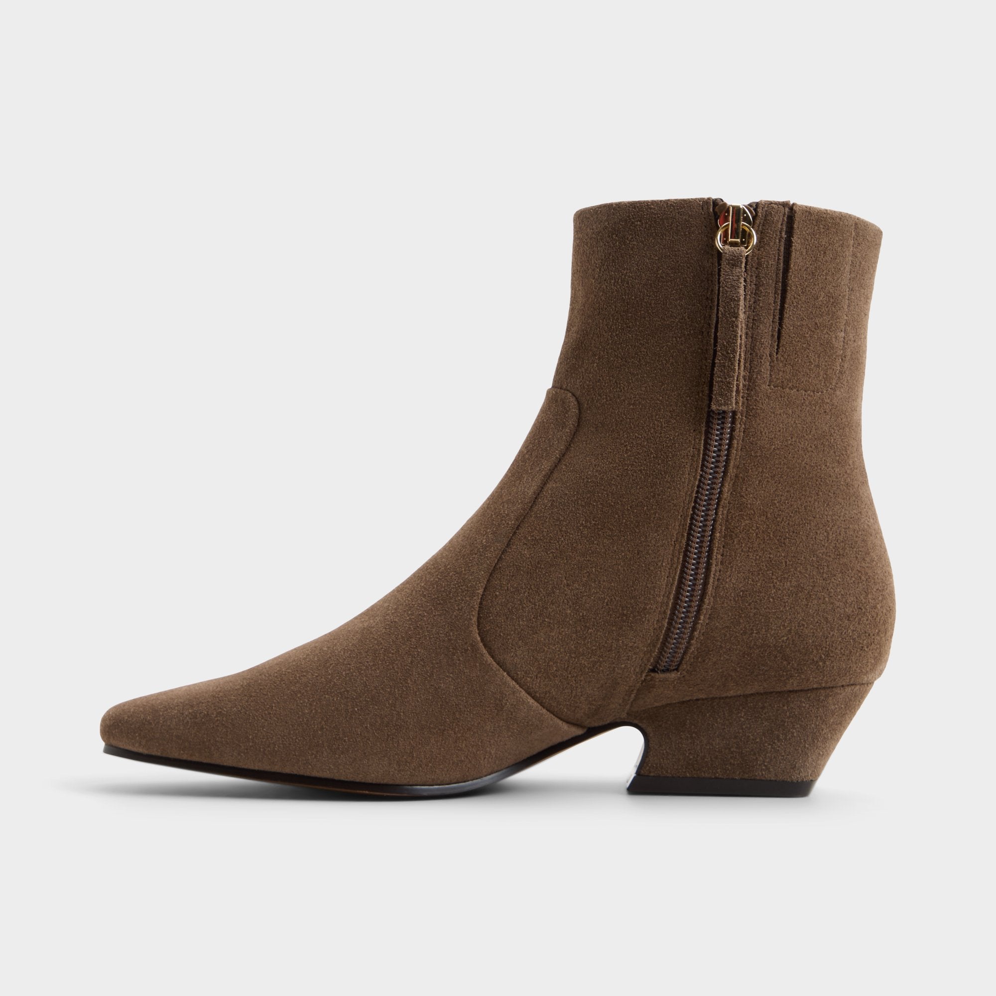 ALDO Frannie bottines suède kaki talon bas