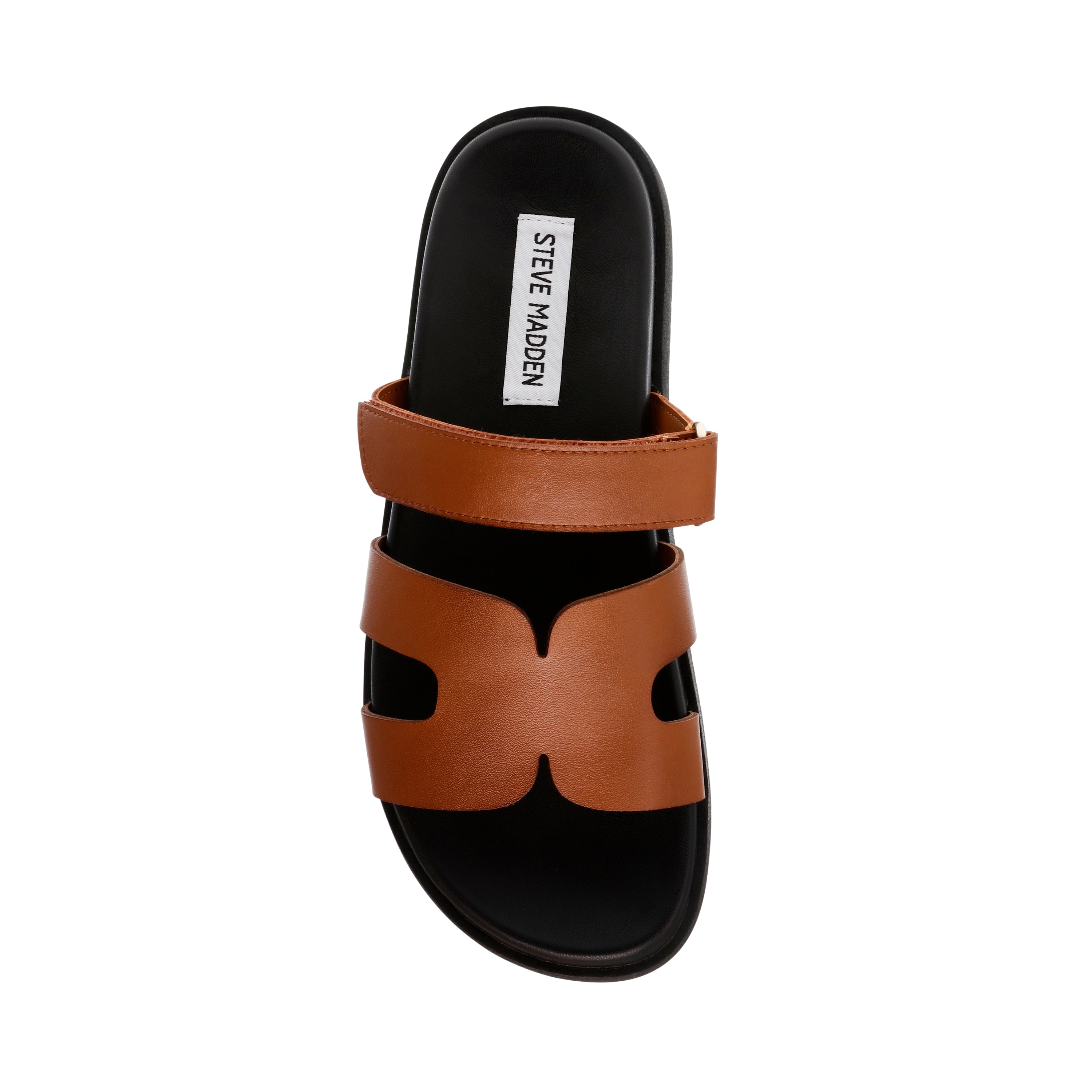 Steve Madden Missile-E sandale cuir cognac plate