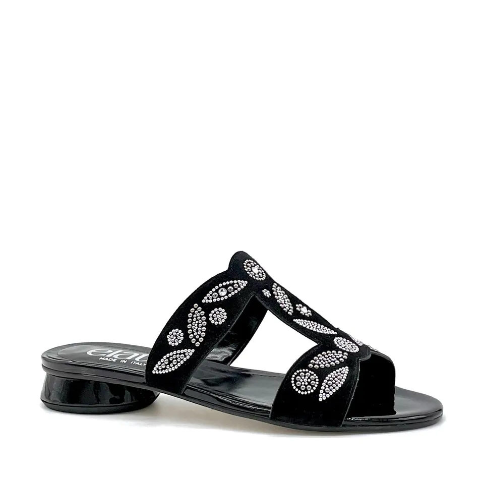 ELATA 15181-2 mules noir strass argent talon 1 cm