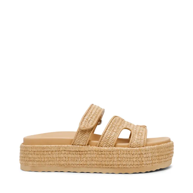 Steve Madden Bigmissile sandale plate raffia naturel