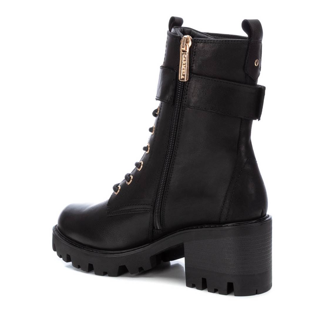 Carmela 16107502 boots femme cuir noir militaire talon 7 cm