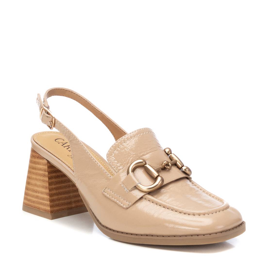 Carmela 16144603 mule marron cuir verni talon large