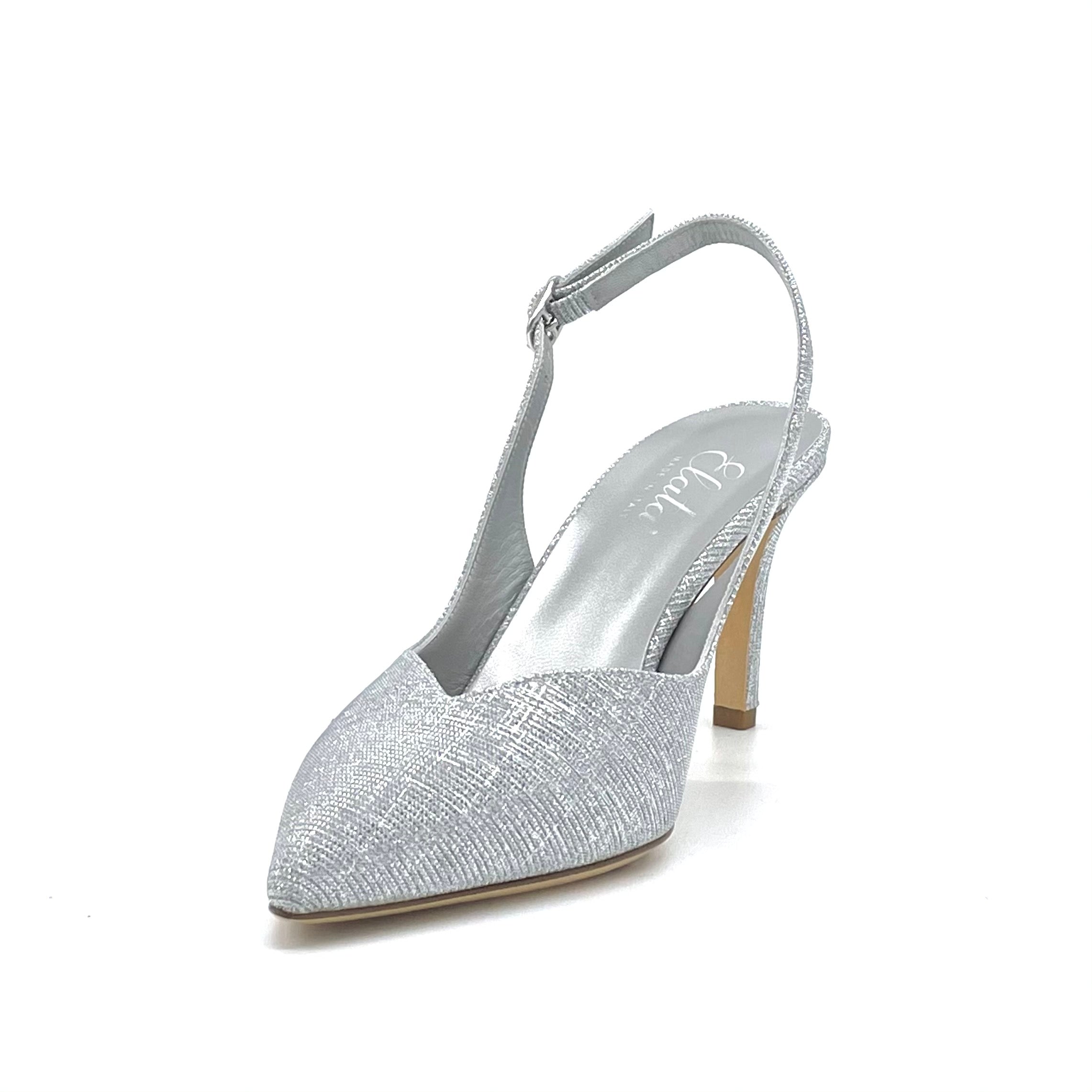 Elata 10150 slingbacks laminé argenté talon 7,5 cm