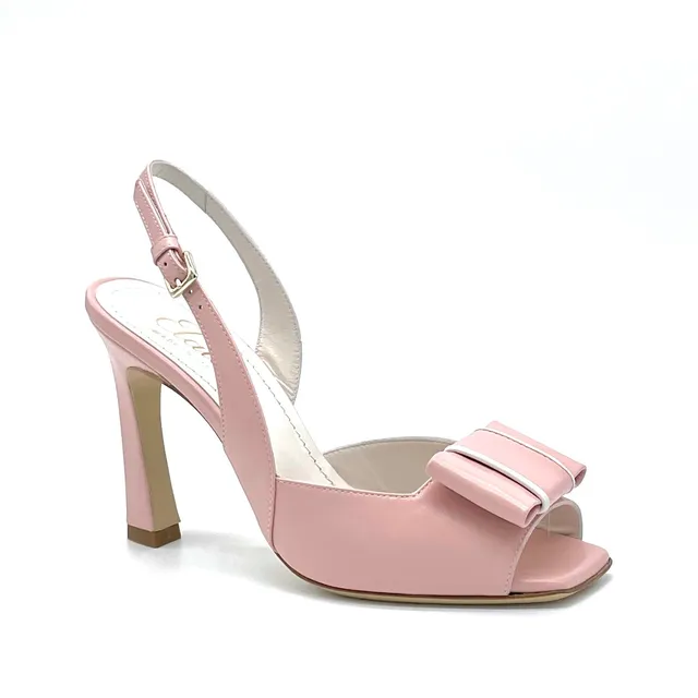 ELATA 12104 sandale cuir rose nœud talon 9,5 cm