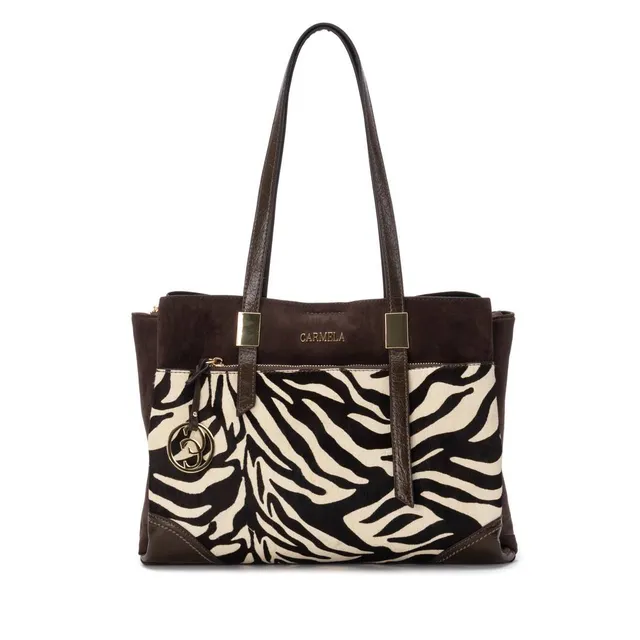 Carmela 18618301 sac femme marron textile zippé