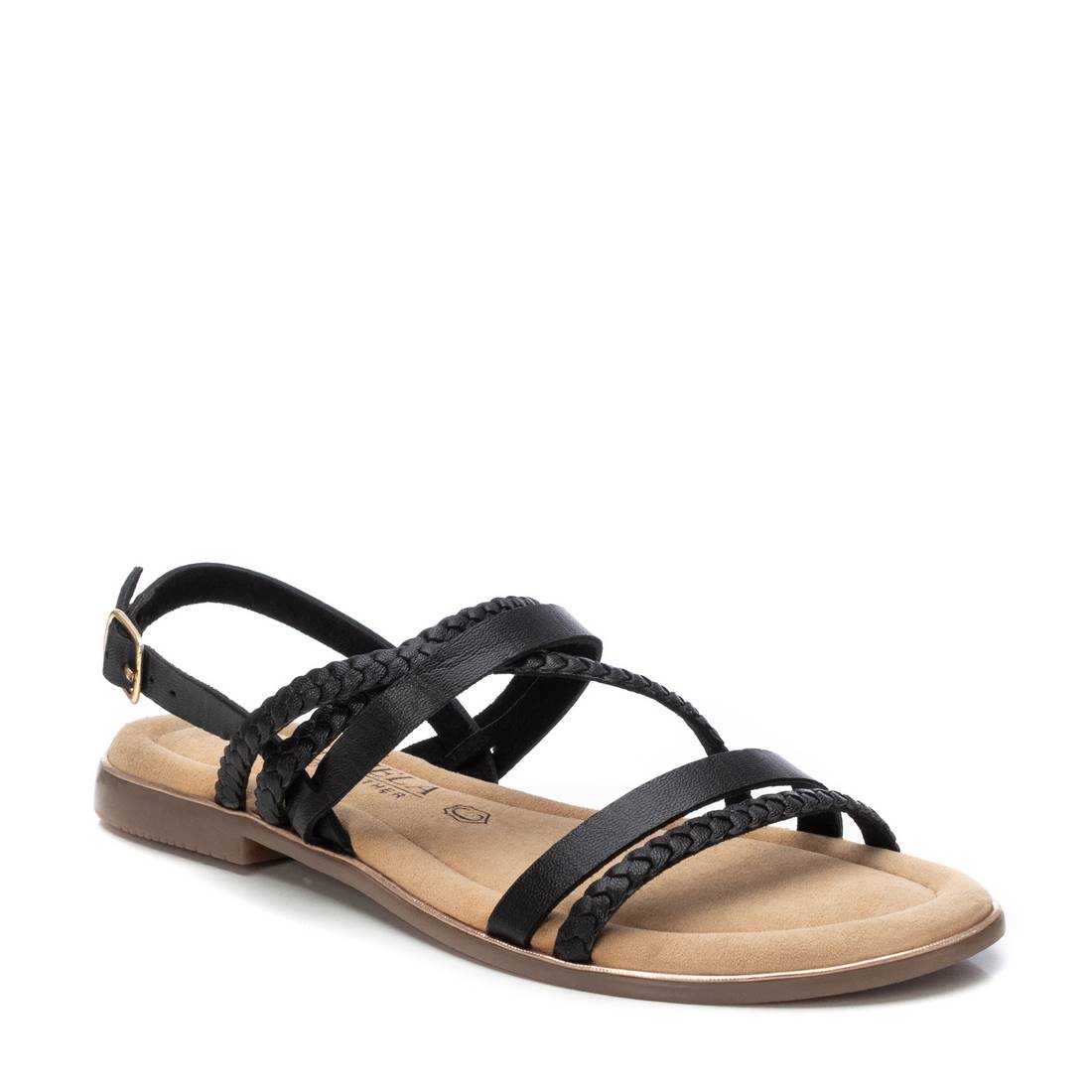 Carmela 16238502 sandale femme cuir noir plate