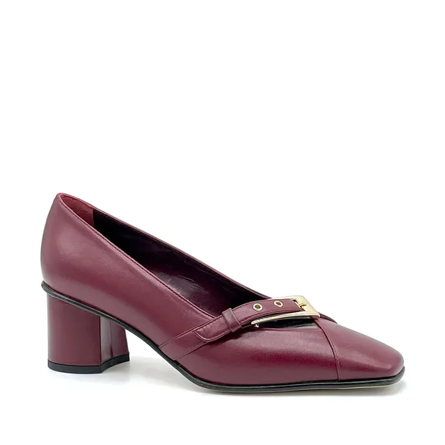 Elata 55517 escarpins cuir bordeaux boucle dorée