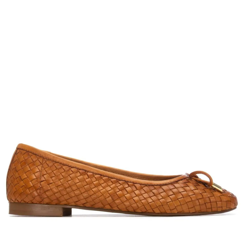 Carmela 16329601 ballerine camel cuir tressée plate
