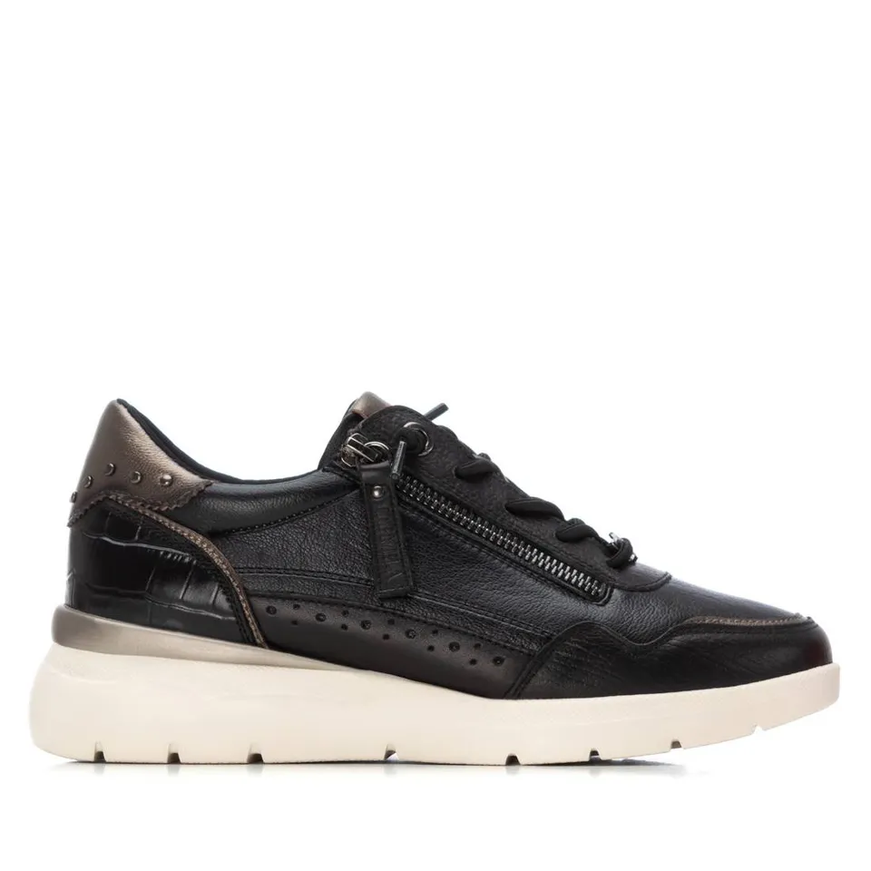 Carmela 16243001 baskets cuir noir zip lacets