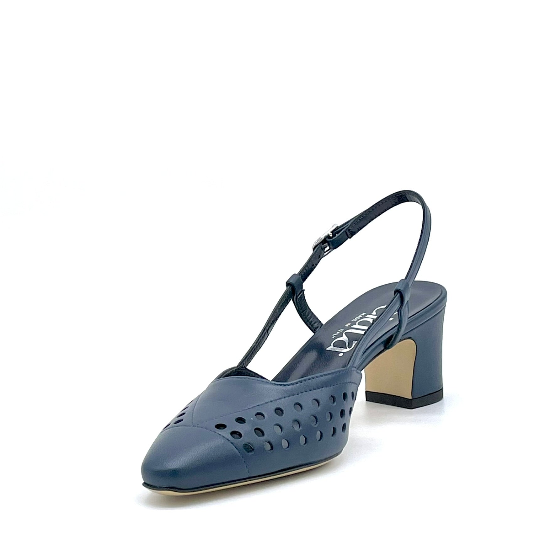 ELATA 16172 slingback cuir bleu talon 5,5 cm