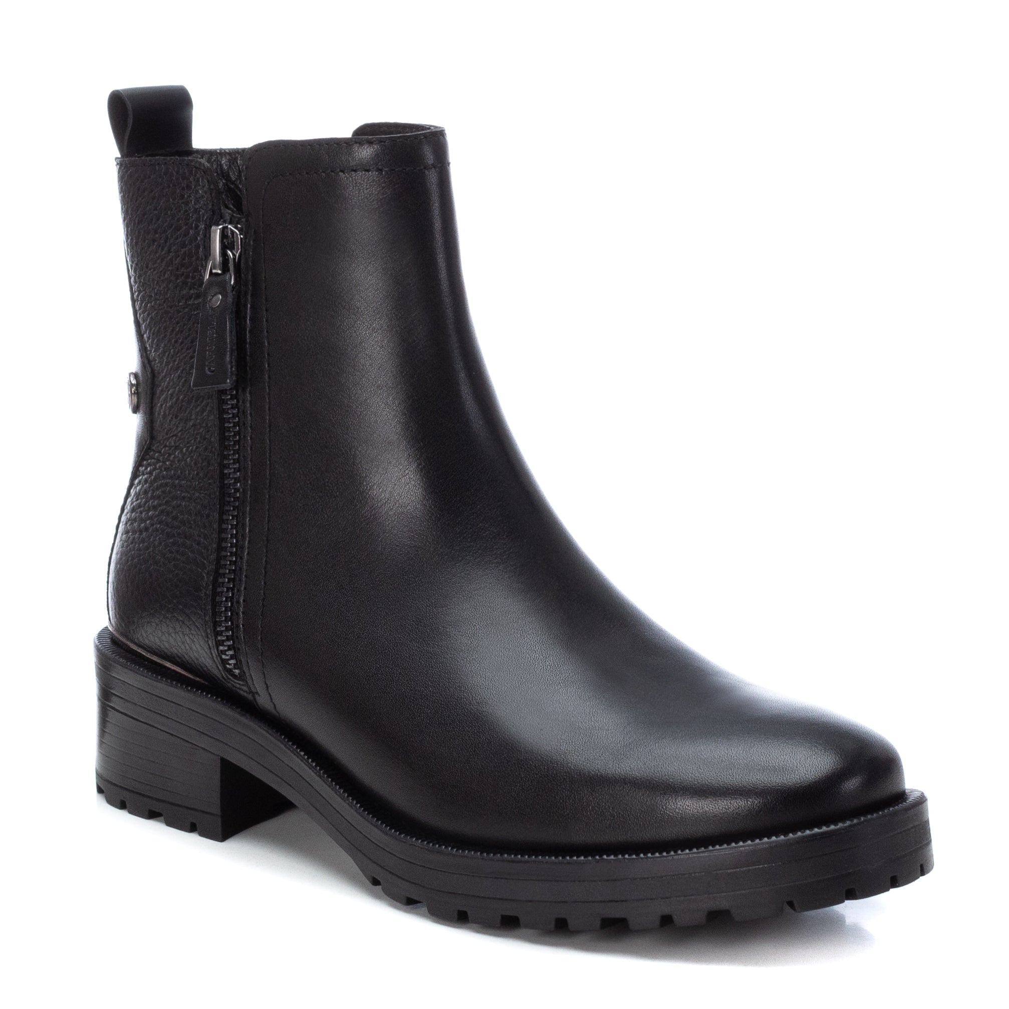 Carmela 16027701 bottine femme cuir noir plate