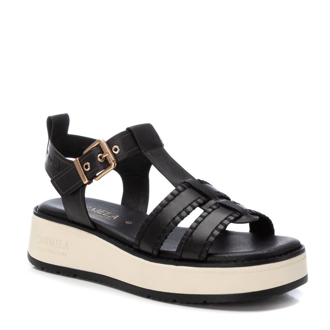 Carmela 16224605 sandales cuir noir plates