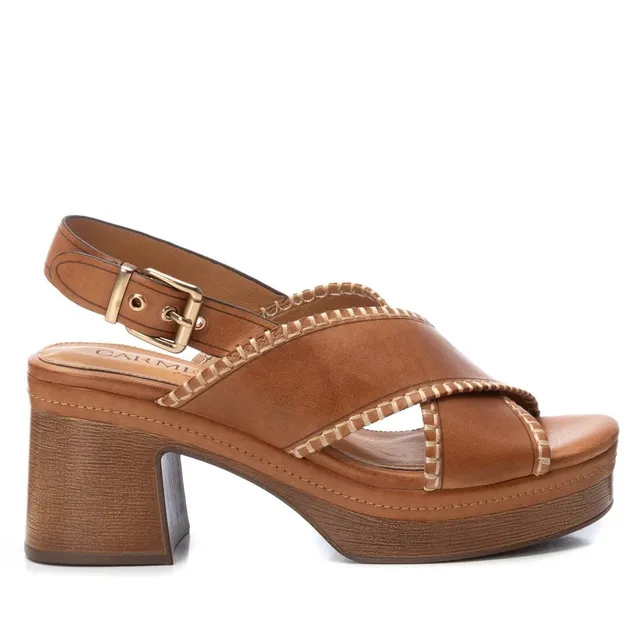 Carmela 16220901 sandale à talon camel cuir véritable