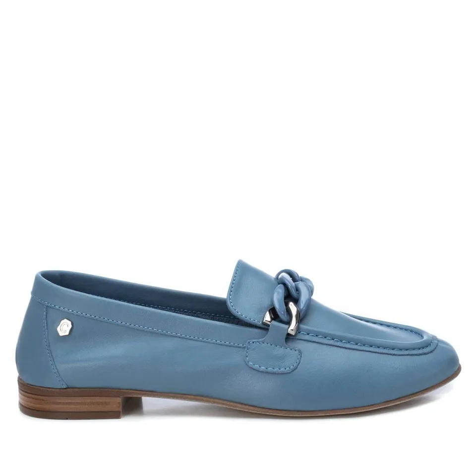 Carmela 16073704 mocassin cuir bleu chaîne