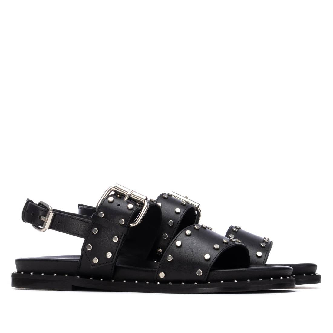 Carmela 16319701 sandales plates femme cuir noir