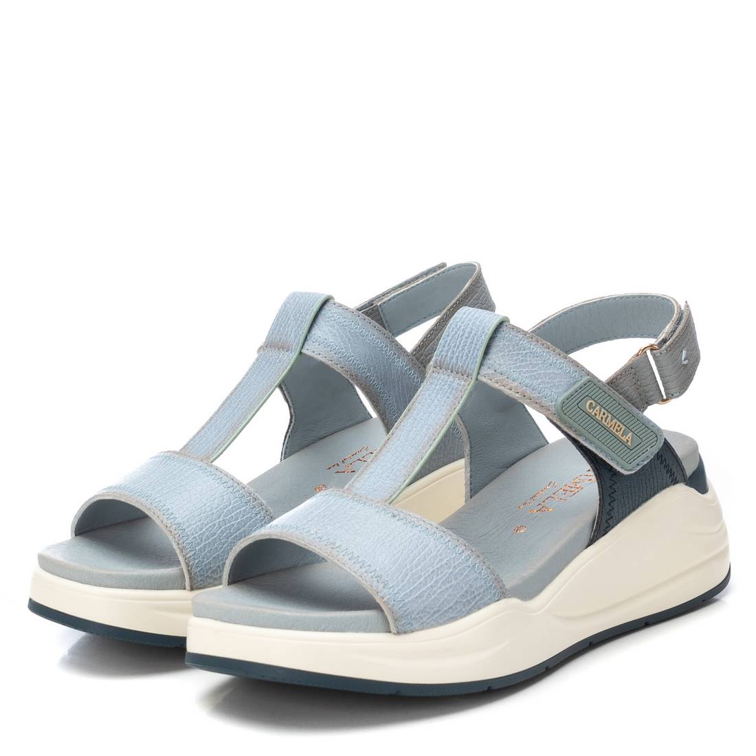 Carmela 16225902 sandales cuir jeans compensé