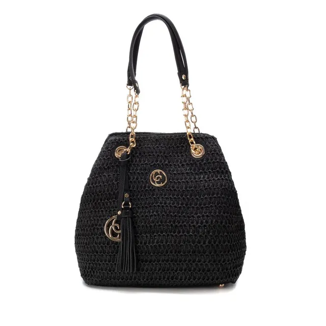 Carmela 18608602 sac noir raphia épaule