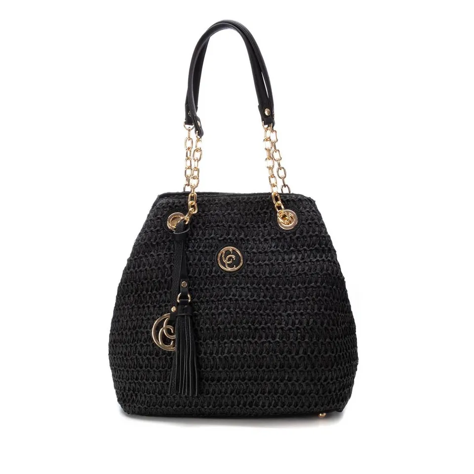 Carmela 18608602 sac noir raphia épaule