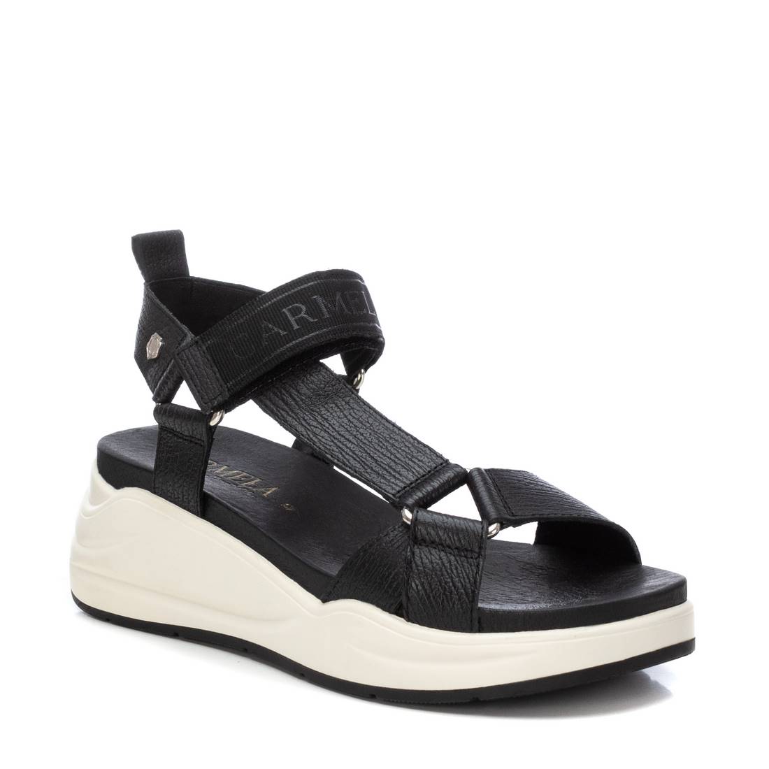 Carmela 16155105 sandale femme noir cuir plat