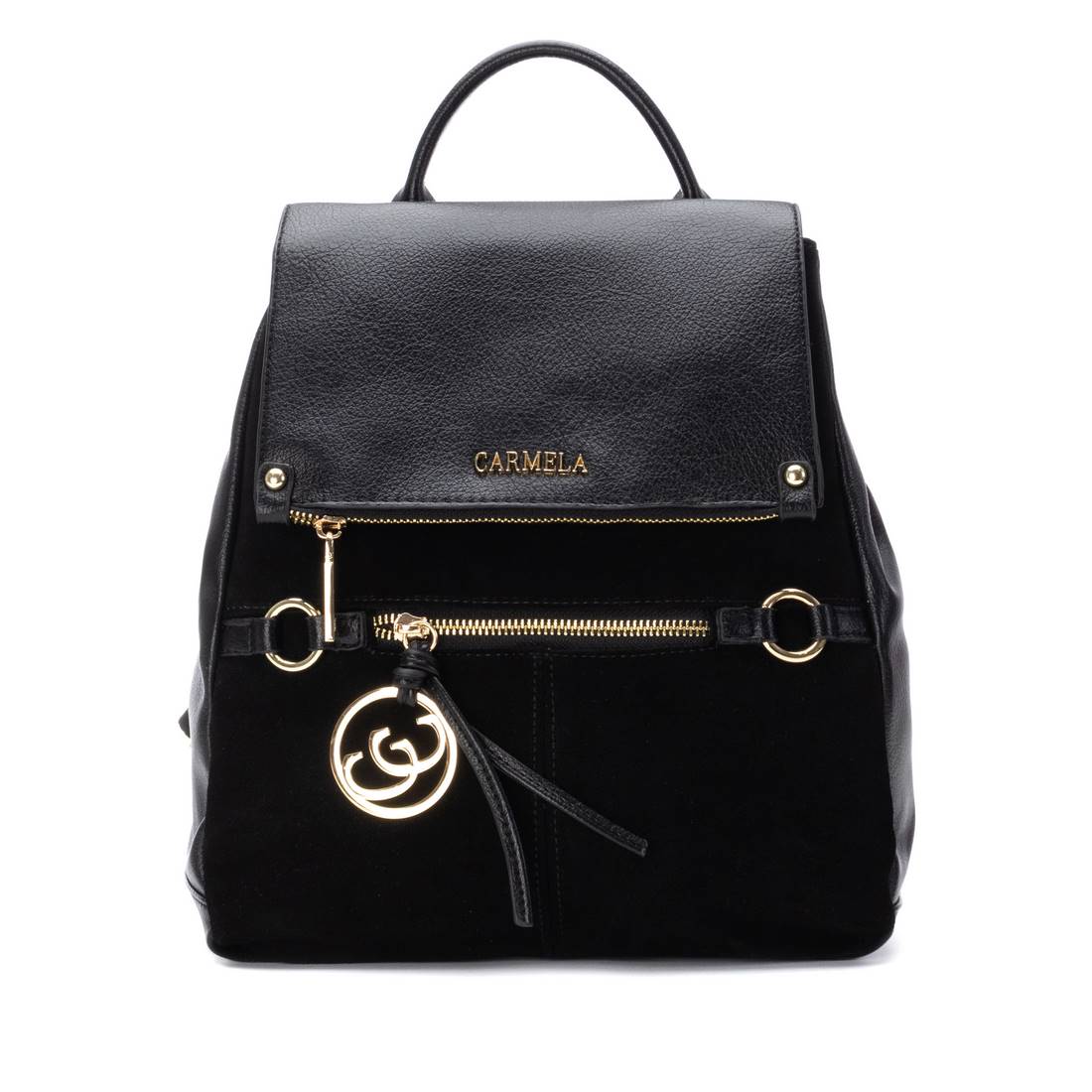 Carmela 18617603 sac à dos femme noir cuir 6 poches