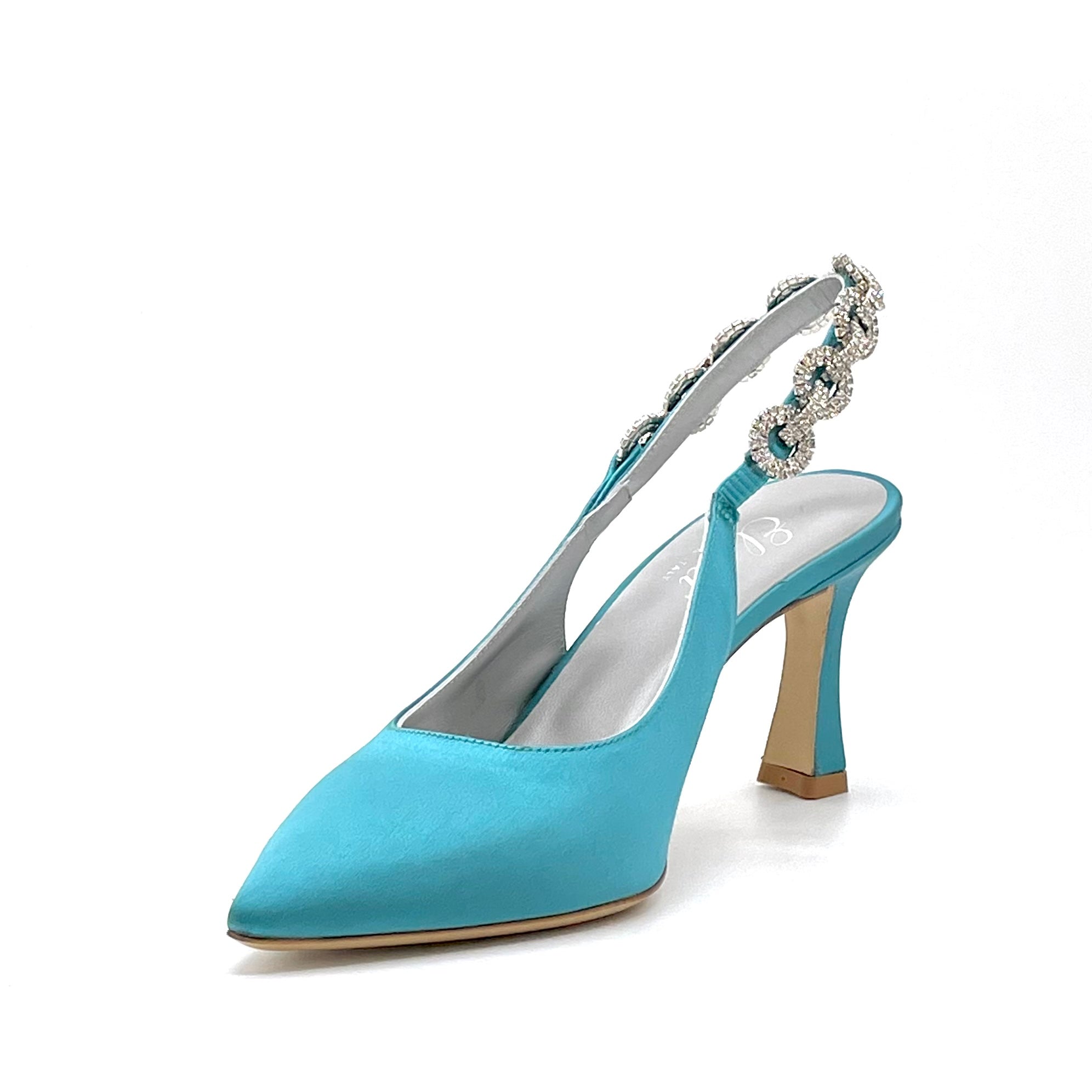 ELATA 13152 slingback satin pétrole talon 7,5 cm