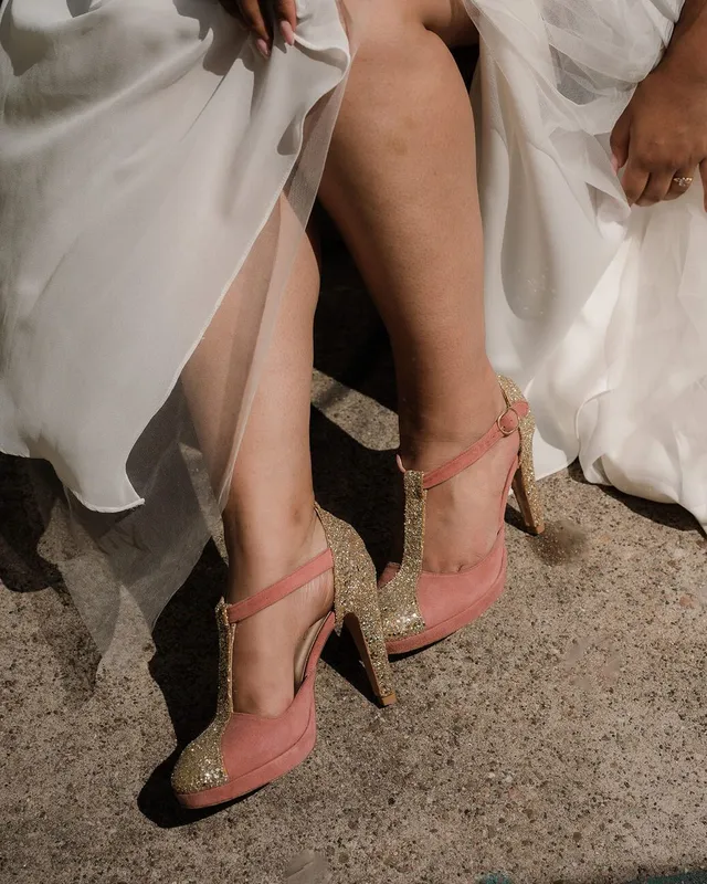 Dessine Moi Un Soulier Salomé plateforme velours rose 38