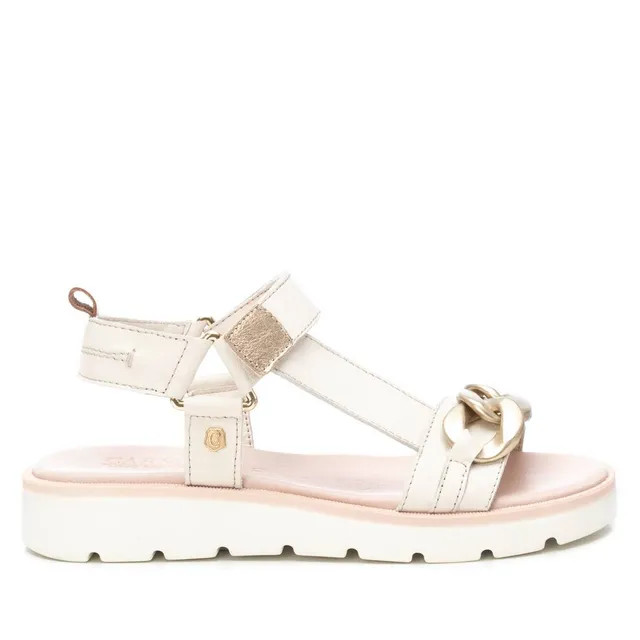 Carmela 16156204 sandale cuir blanc scratch plat