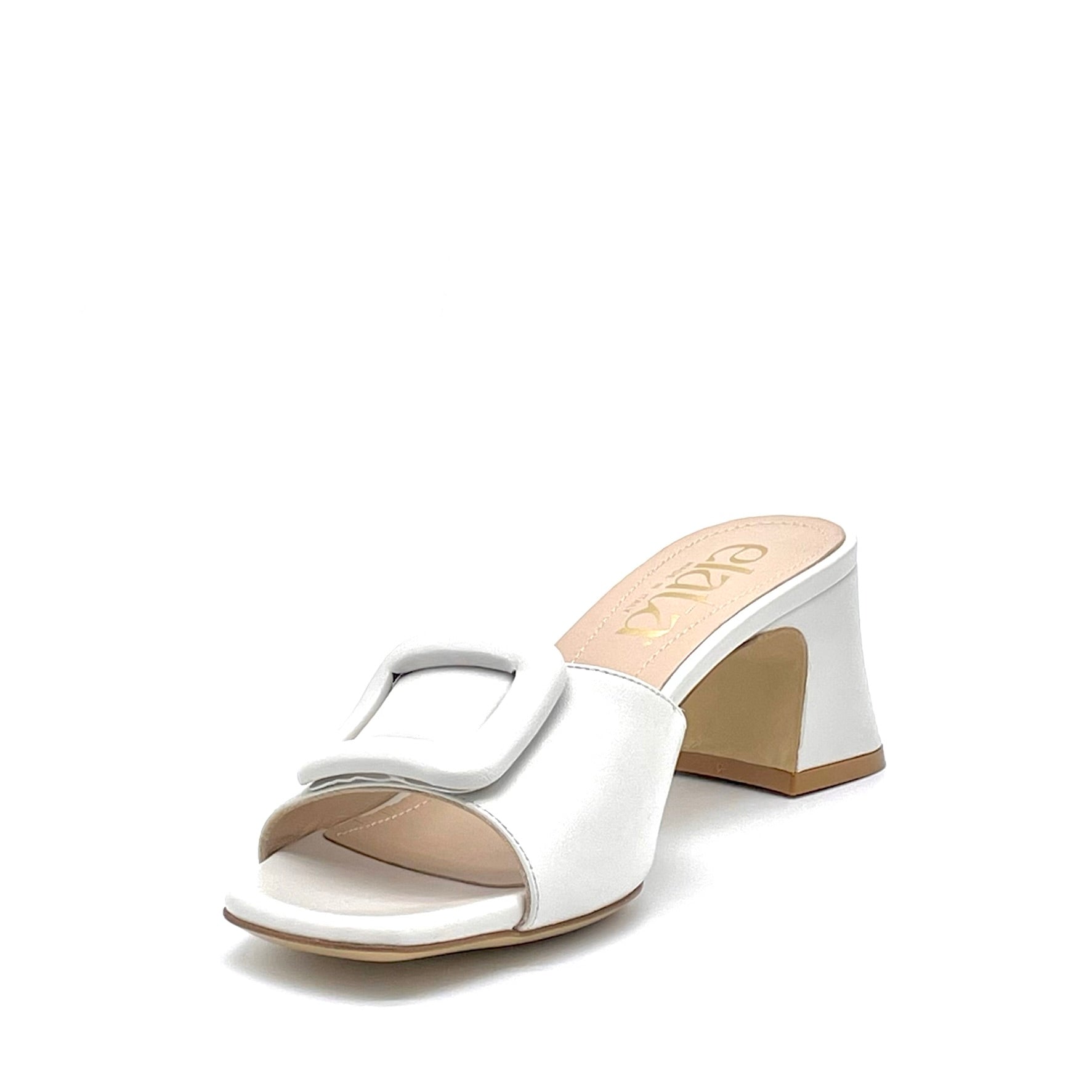 ELATA 14177 mules cuir blanc talon 5,5 cm