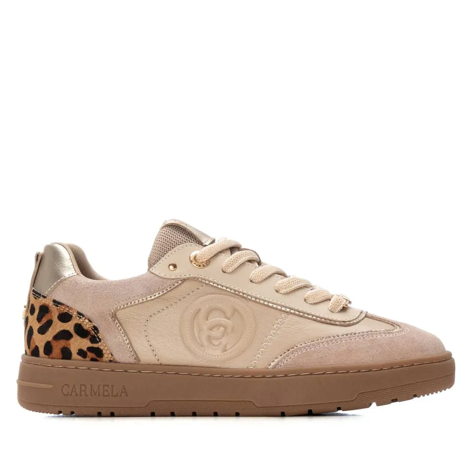 Carmela 16250402 baskets cuir beige marron lacets femme