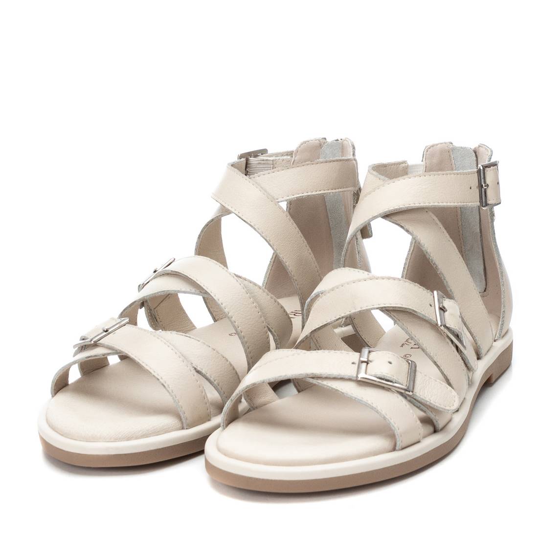 Carmela 16080903 sandales cuir blanc plat