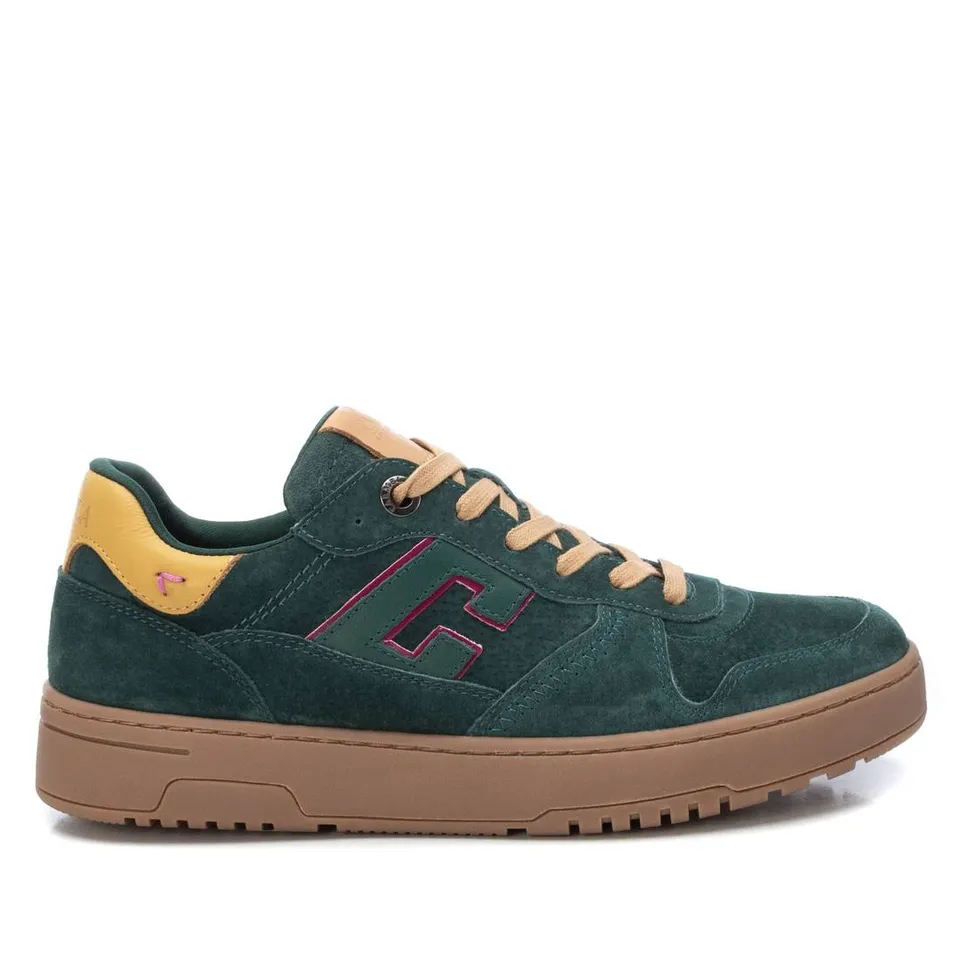 Carmela 16180602 sneaker cuir vert lacets métallisés