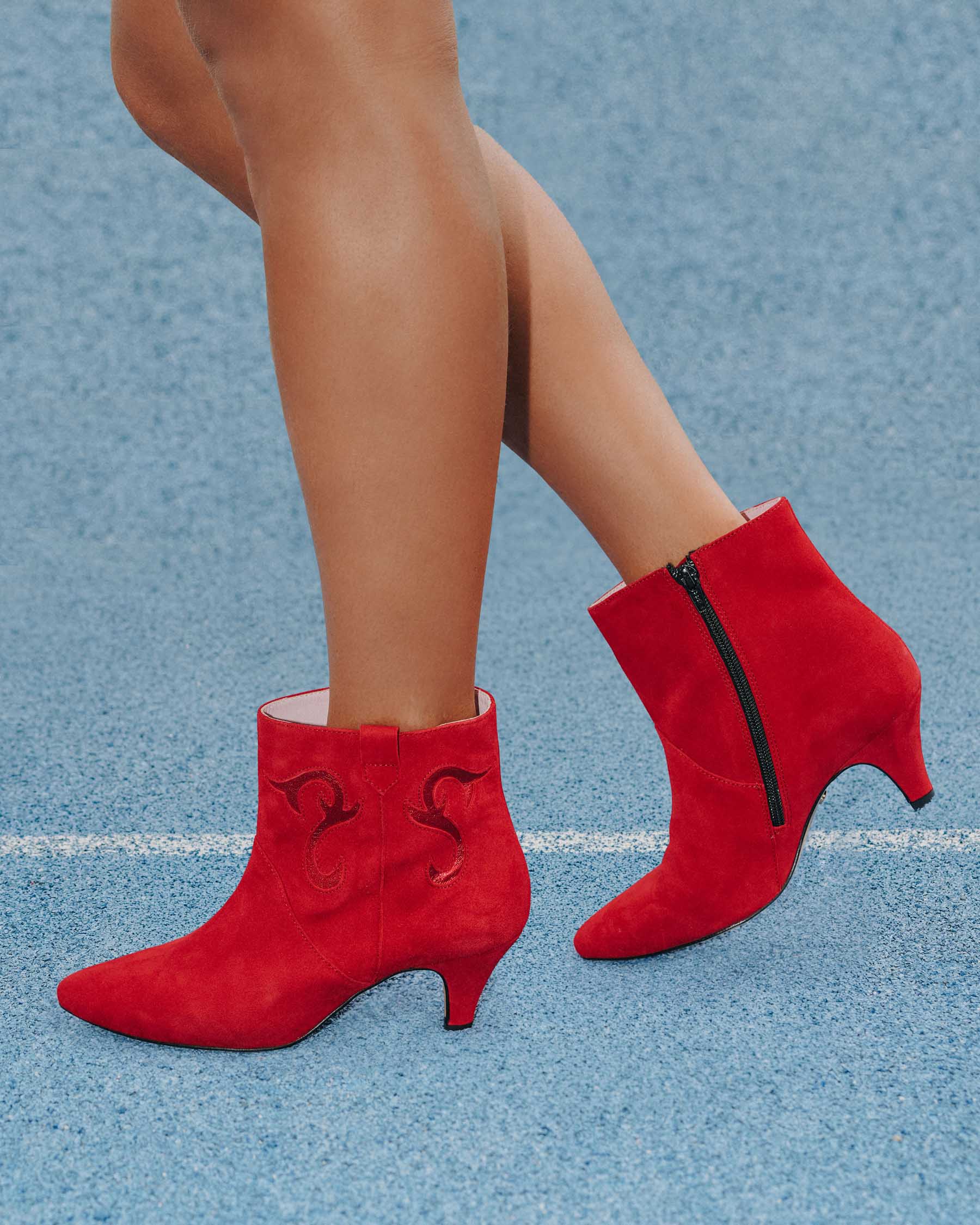 Coralie Masson Darla bottines cuir rouge talon 5 cm