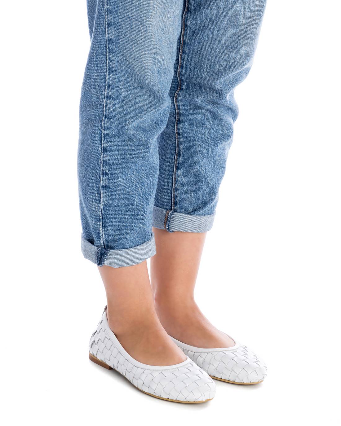 Carmela 16079603 ballerine blanche cuir tressé plat