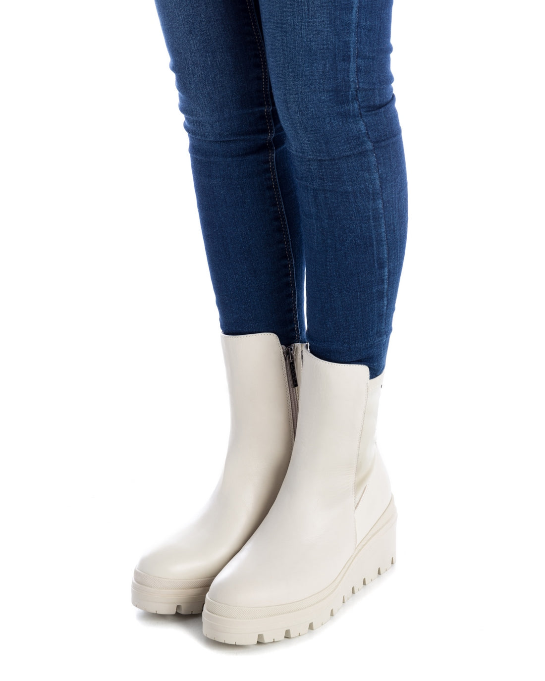 Carmela 16022902 chelsea blanc cuir compensé 6 cm