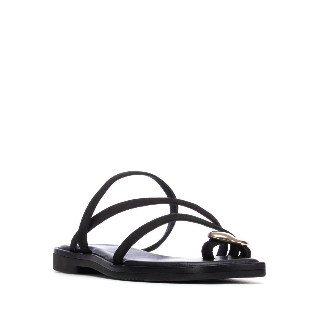 Carmela 16329101 sandale plate noire cuir