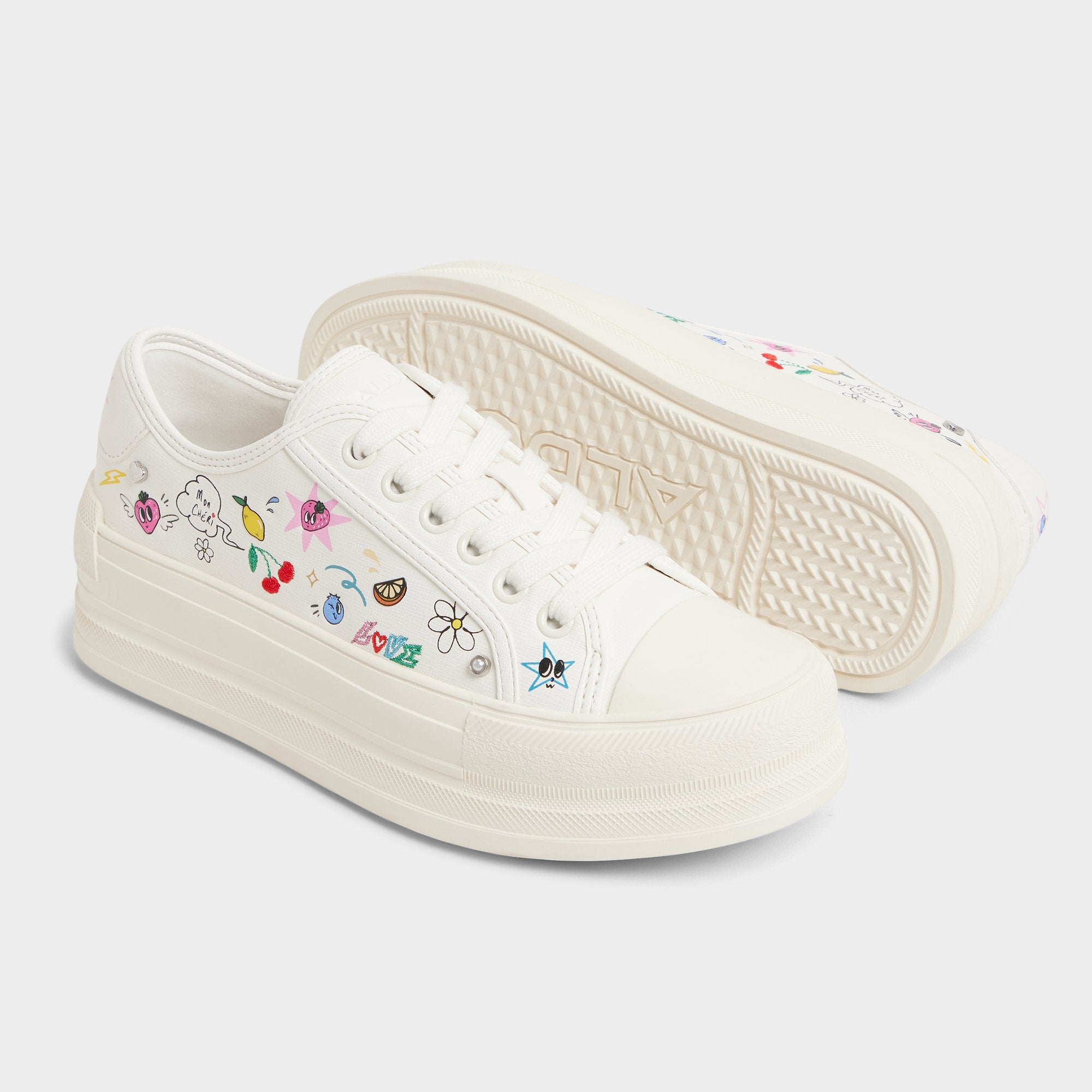 Aldo Rayes baskets basses toile blanche doodles