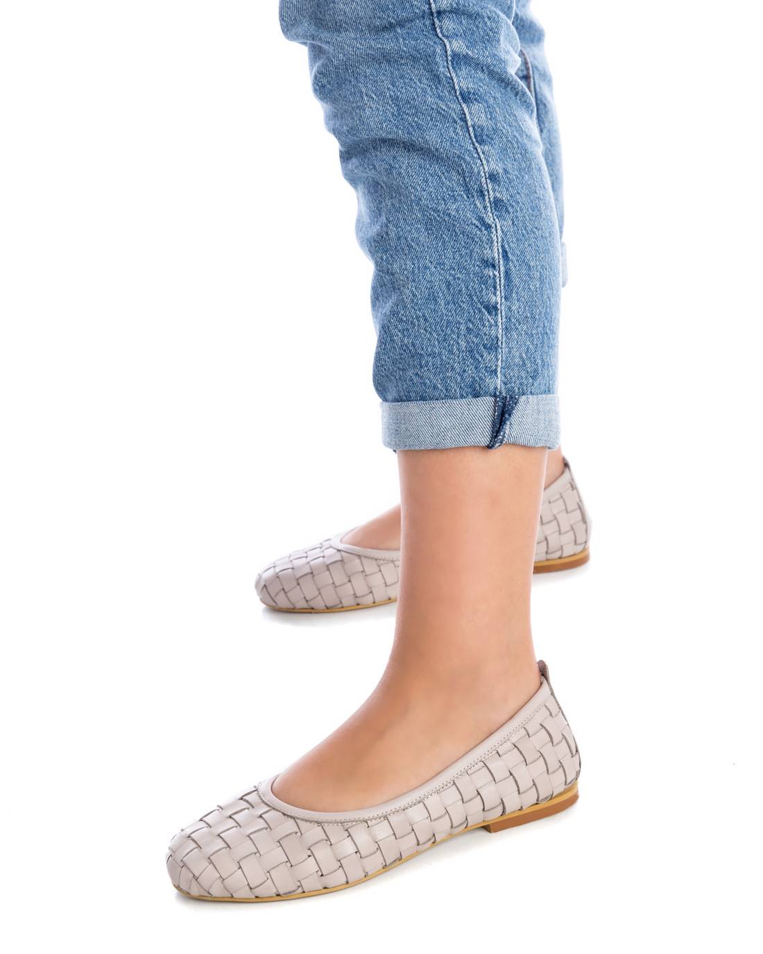 Carmela 16079606 ballerine cuir blanc tissé plat