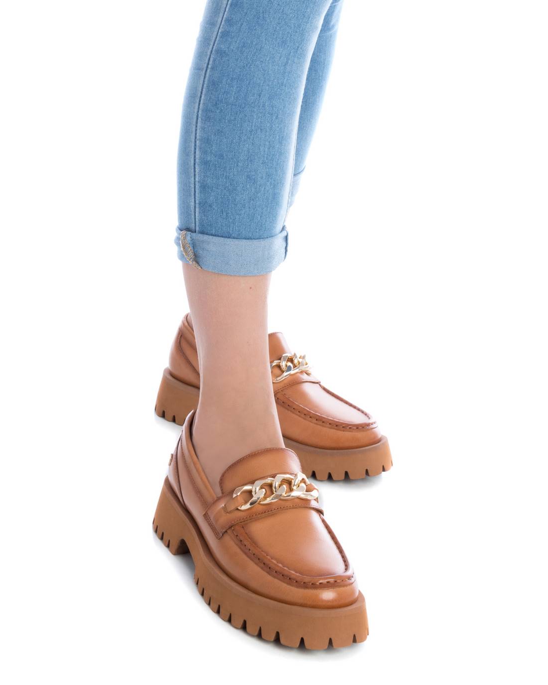 Carmela 16097502 mocassins cuir marron chaîne