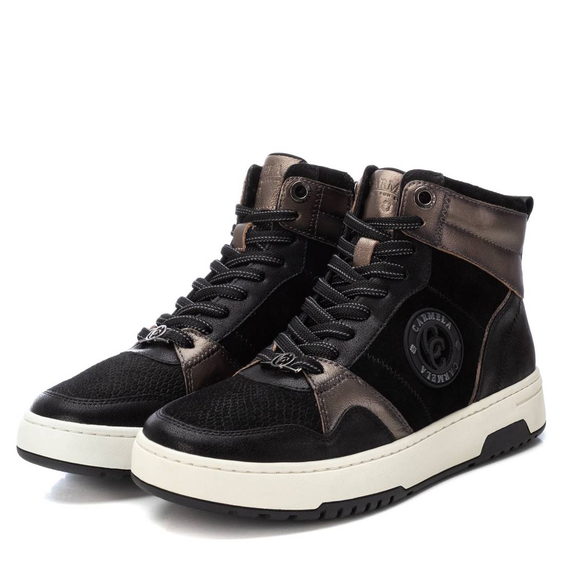 Carmela 16180902 bottines plates noir cuir semelle gomme