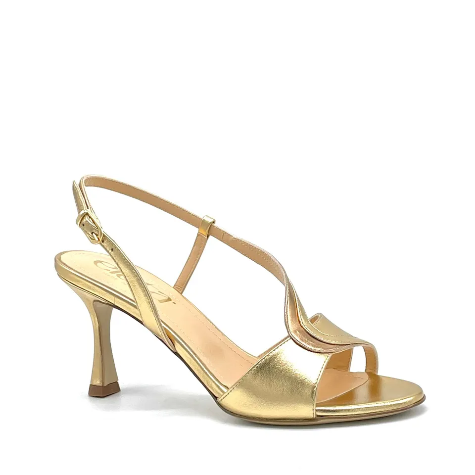 Elata 16123 sandale cuir laminé or talon 7,5 cm
