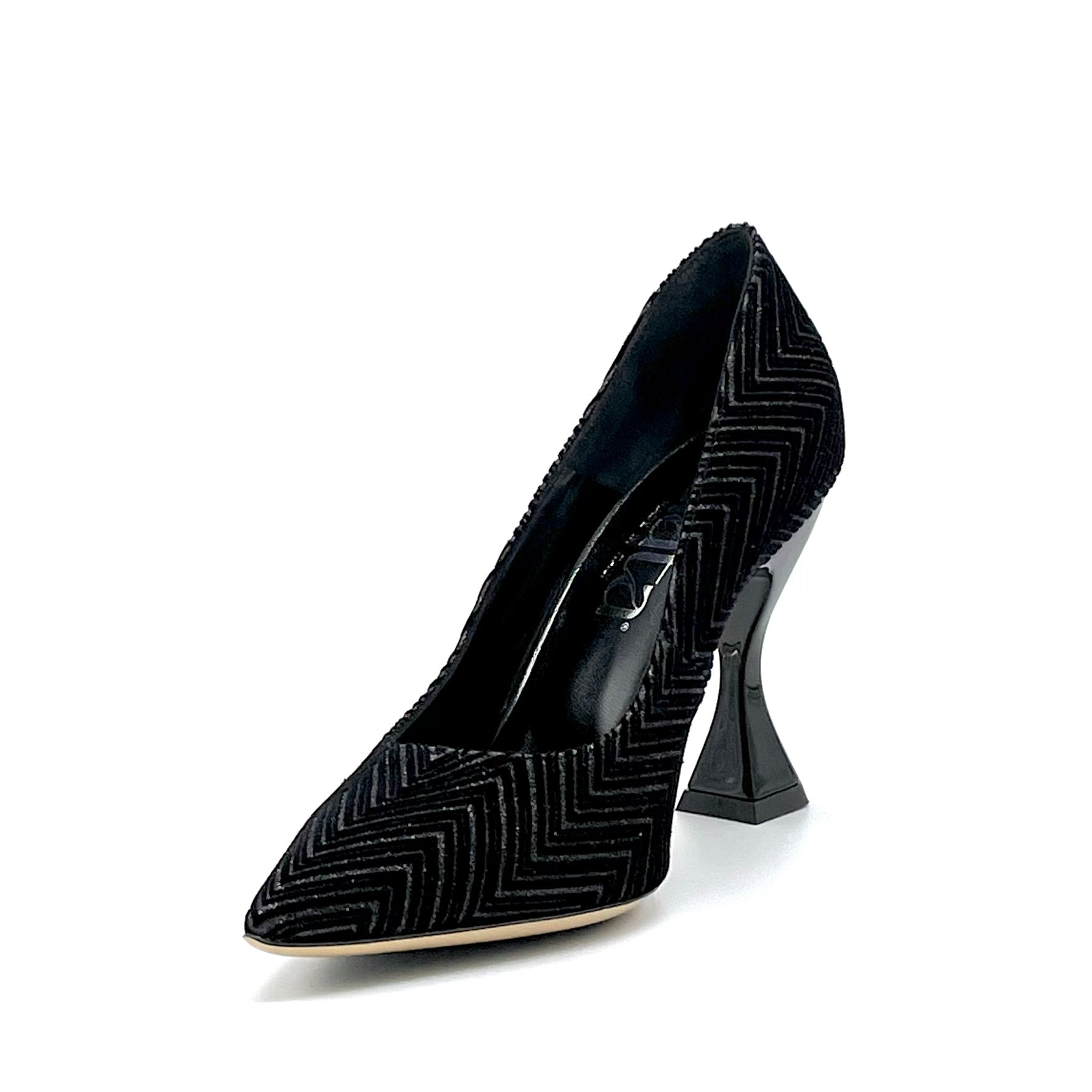 Elata 53514 escarpin velours noir glitter talon 9,5 cm